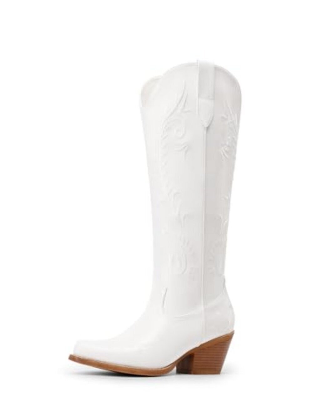 🆕 Womens Cowboy Boots Knee High Western Retro Embroidered Cowgirl Boots - White